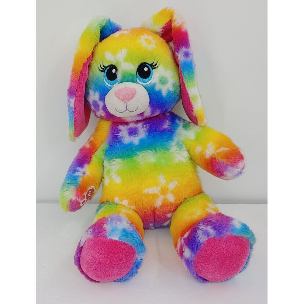 Build A Bear Workshop Bright Blooms Bunny 17" Rainbow Tie Dye Plush BABW
